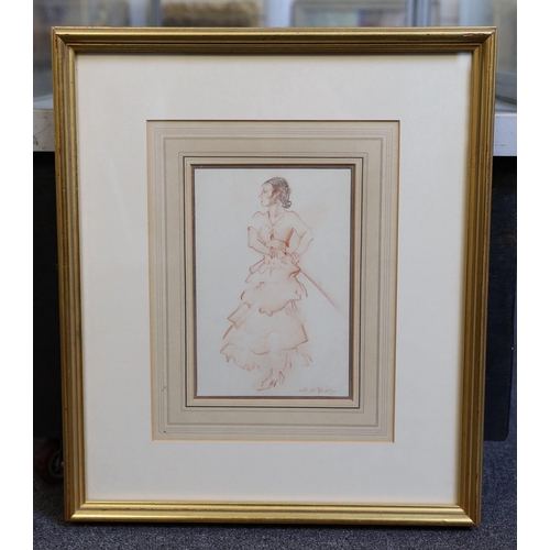 305 - § § Sir William Russell Flint (1880-1969) Woman holding a riding cropconté chalk and pencilsigned22 ... 