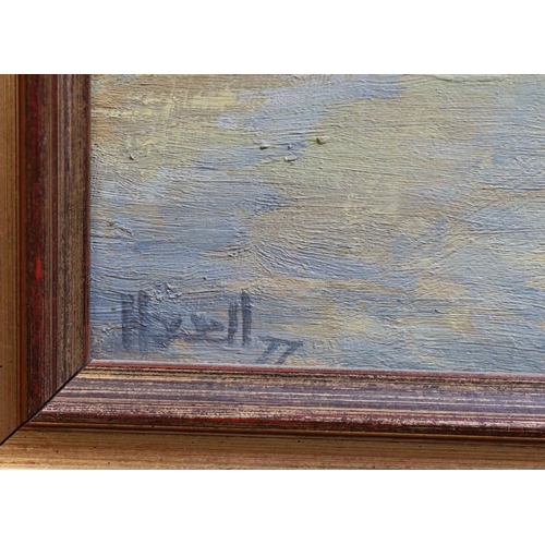 316 - § § Peter Howell (b.1932) Racing sceneoil on canvassigned and dated '7724 x 29cm... 