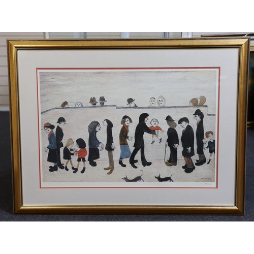 325 - § § Laurence Stephen Lowry RA (1887-1976) 'Man Holding Child'offset lithograph in colourssigned in p... 