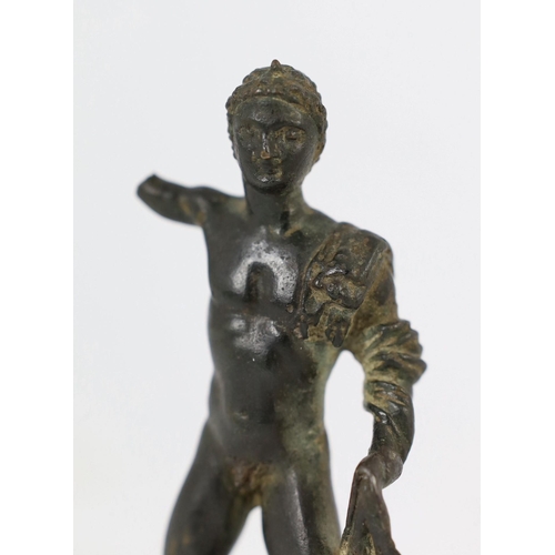 33 - A small Roman bronze figure of Hercules, 1st century AD, The figure lacking his right arm.Provenance... 