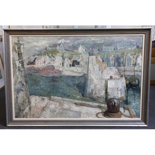 332 - § § Ian Fleming R.S.A., R.S.W., R.G.I., L.L.D. (1906-1990) 'Findochty'oil on boardsigned, inscribed ... 