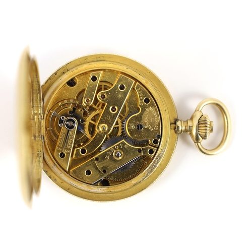 378 - An early 20th century 18k gold Vacheron & Constantin keyless hunter dress pocket watch, the textured... 