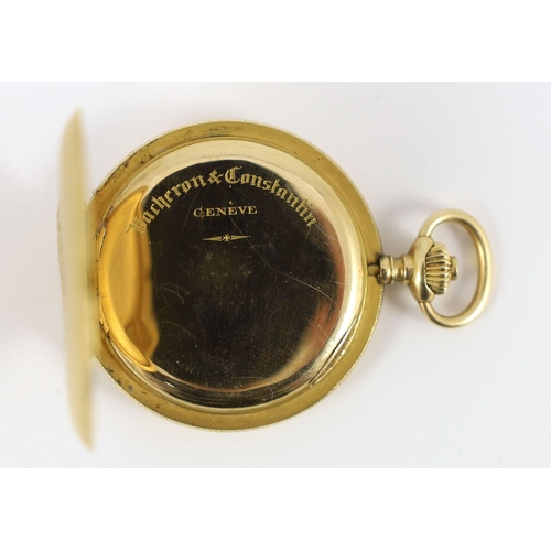 378 - An early 20th century 18k gold Vacheron & Constantin keyless hunter dress pocket watch, the textured... 