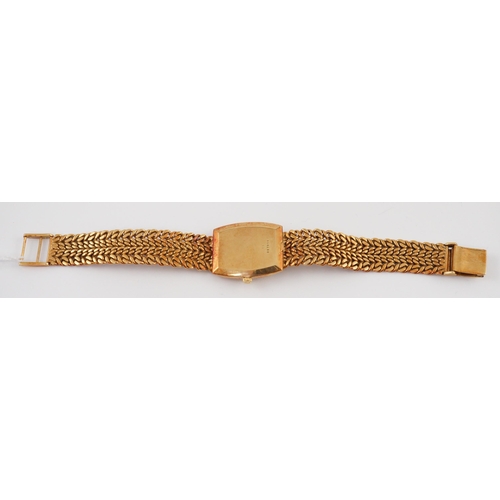 381 - A gentleman's 1980's 18ct gold Longines Flagship manual wind tonneau shaped dress wrist watch, with ... 