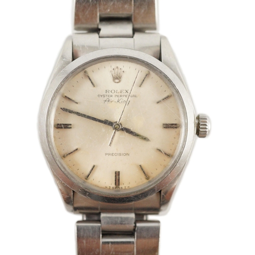 383 - A gentleman's 1960's stainless steel Rolex Oyster Perpetual Air-King wrist watch, on a stainless ste... 