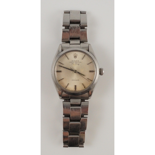 383 - A gentleman's 1960's stainless steel Rolex Oyster Perpetual Air-King wrist watch, on a stainless ste... 