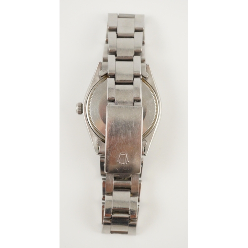 383 - A gentleman's 1960's stainless steel Rolex Oyster Perpetual Air-King wrist watch, on a stainless ste... 