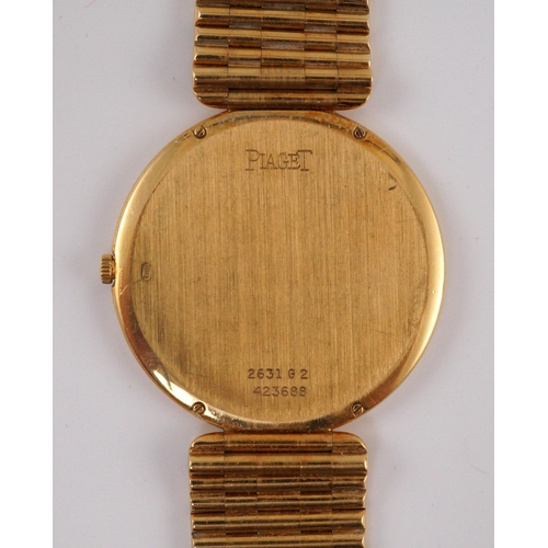 387 - A gentleman's 18ct gold Piaget manual wind dress wrist watch, on an 18ct  gold Piaget bracelet, the ... 