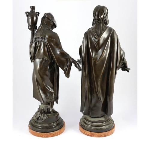 48 - After Jean Jules Samson (1823-1902). A pair of 20th century Continental bronze figures of an Arab wa... 