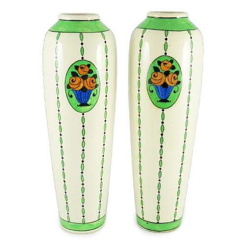 66 - Charles Catteau for Boch Freres, a large pair of Rosa tall vases, printed marks and model number D... 