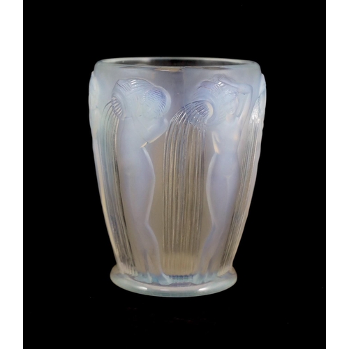 70 - An R. Lalique glass Danaides opalescent glass vase, engraved mark R. LALIQUE FRANCE, Marcilhac N... 