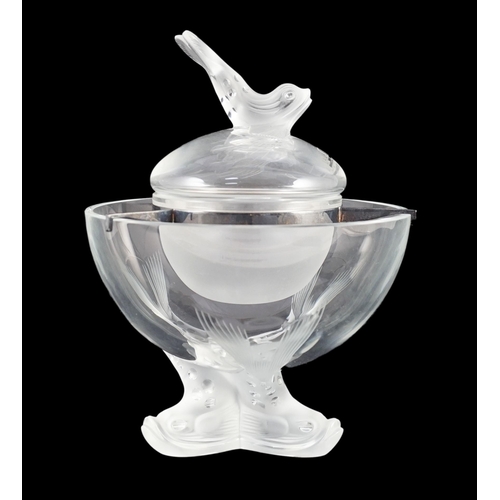 71 - A Lalique cristal "Igor" caviar bowl and stand, designed post-war, the frosted glass engra... 