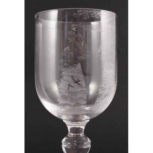 73 - Laurence Whistler CBE (1912-2000), 'TERM' an engraved glass goblet together with a limited edition b... 