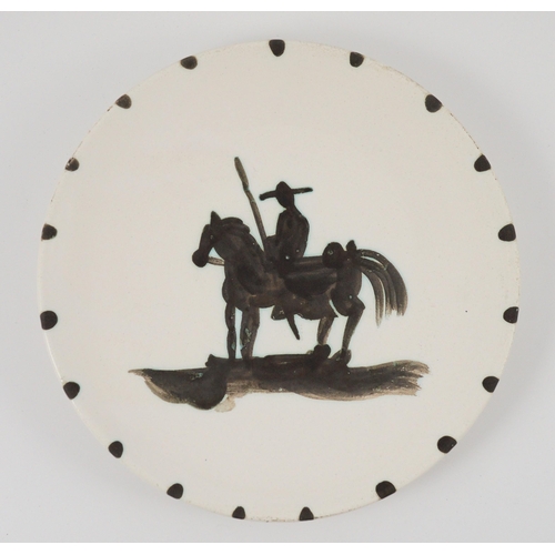 74 - § § Pablo Picasso (1881-1973) for Madoura pottery, a Picador white glazed plate, 1952, Ramie 160, ... 