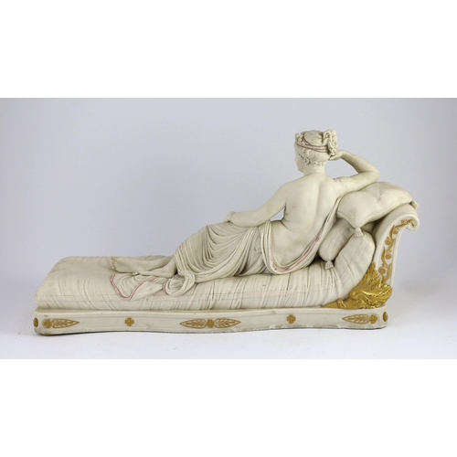 87 - A Royal Worcester parian figure, after Antonio Canova, of Pauline Borghese as Venus Victorious, mode... 