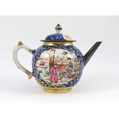 96 - A Chinese export famille rose part tea and coffee set, Qianlong period, each piece painted with a la... 