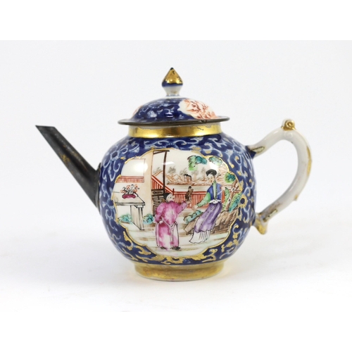 96 - A Chinese export famille rose part tea and coffee set, Qianlong period, each piece painted with a la... 