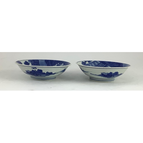 99 - A pair of Chinese blue and white small dishes, Kangxi six character marks and of the period (1662-17... 