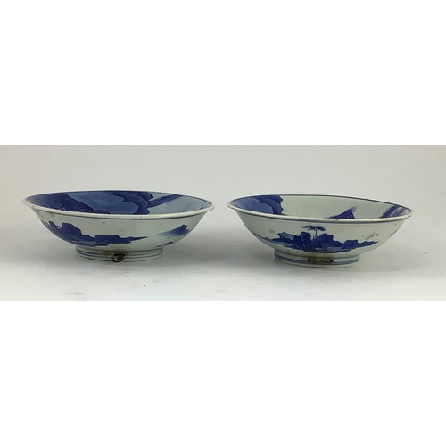 99 - A pair of Chinese blue and white small dishes, Kangxi six character marks and of the period (1662-17... 