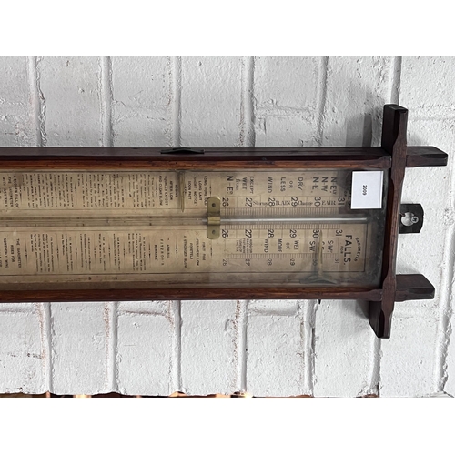 2009 - A Victorian oak cased Admiral Fitzroy style wall barometer, height 101cm