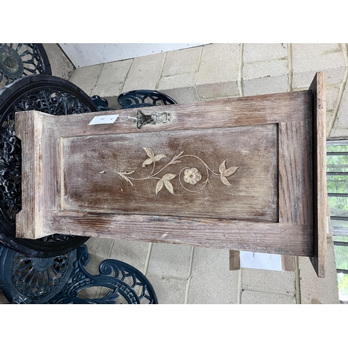 2023 - An Edwardian pitch pine bedside cabinet, width 36cm, height 76cm