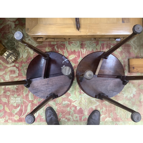 2098 - A near pair of small George II style red walnut D shaped folding tea tables, width 45cm, depth 22cm,... 