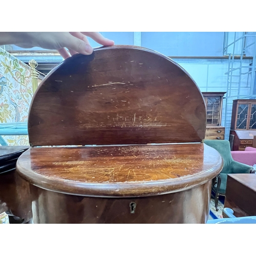 2098 - A near pair of small George II style red walnut D shaped folding tea tables, width 45cm, depth 22cm,... 