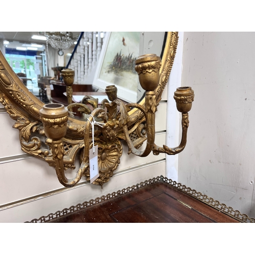 2154 - A Victorian giltwood and gesso girandole, width 54cm, height 95cm