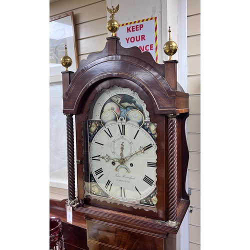 2160 - An early 19th century mahogany 8 day longcase clock marked John Hansford, Ilminster, height 225cm... 