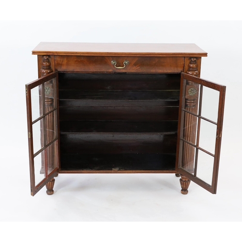 2164 - A George IV rosewood banded mahogany side cabinet, in the manner of Gillows, width 102cm, depth 40cm... 