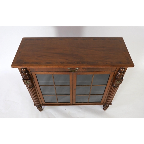 2164 - A George IV rosewood banded mahogany side cabinet, in the manner of Gillows, width 102cm, depth 40cm... 