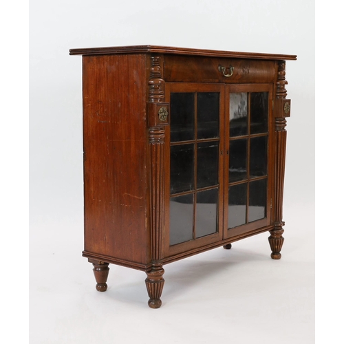 2164 - A George IV rosewood banded mahogany side cabinet, in the manner of Gillows, width 102cm, depth 40cm... 