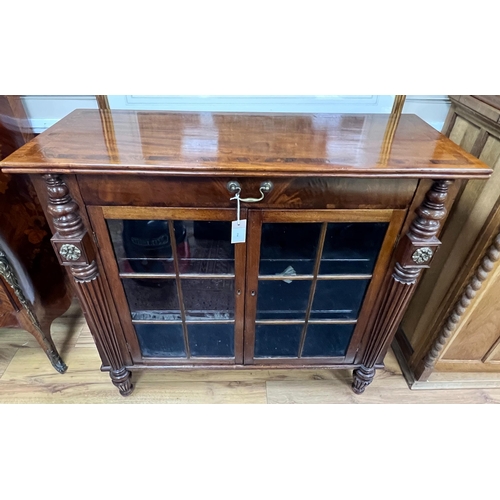 2164 - A George IV rosewood banded mahogany side cabinet, in the manner of Gillows, width 102cm, depth 40cm... 