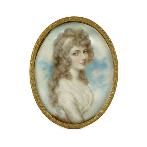 235 - Attributed to Andrew Plimer (1763-1837) Miniature portrait of the Countess of Clarewatercolour on iv... 