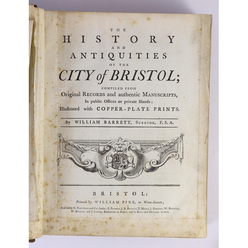 105 - ° ° BRISTOL: Barrett, William - The History and Antiquities of the City of Bristol ... decorated tit... 