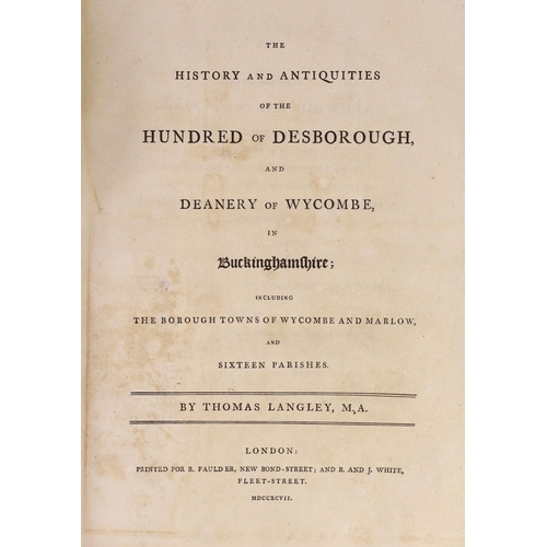 106 - ° ° BUCKINGHAMSHIRE - Langley, Thomas - The History and Antiquities of the Hundred of Desborough and... 