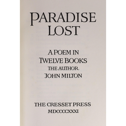 24 - ° ° Cresset Press - London - Milton, John - Paradise Lost; Paradise Regaind, one of 195, 2 vols, 4t... 