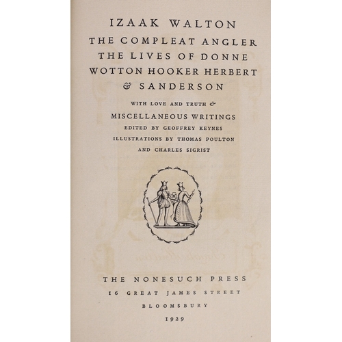 28 - ° ° Nonesuch Press - London - Walton, Izaak - The Compleat Angler, one of 1600, 8vo, tan morocco, fr... 