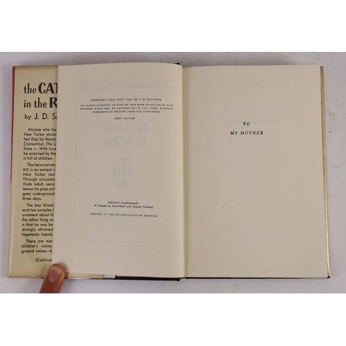 42 - ° ° Salinger, Jerome David - The Catcher in the Rye, 1st edition, 8vo, original gilt-stamped black c... 