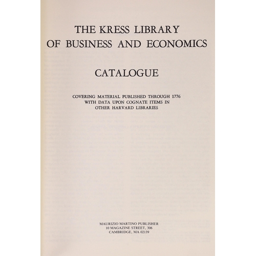 46 - ° ° The Kress Library of Business and Economics, Catalogue. 4 vols. publisher's gilt lettered cloth,... 