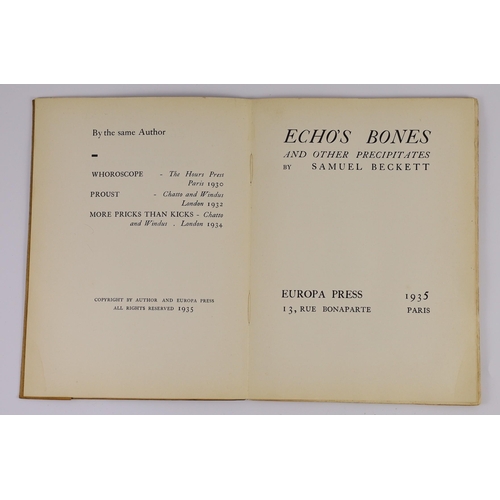 5 - ° ° Beckett, Samuel - Echos Bones and Other Precipitates, 1st edition, one of 327,  original wraps ... 