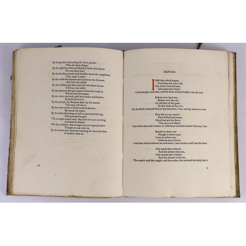 61 - ° ° Swinburne, Algernon Charles - Songs before Sunrise, one of 650, 4to, limp vellum with gilt lette... 