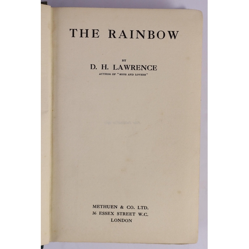 66 - ° ° Lawrence, D.H - 2 Works - The Rainbow, 1st edition, 8vo, original cloth, Methuen & Co. Ltd., Lon... 