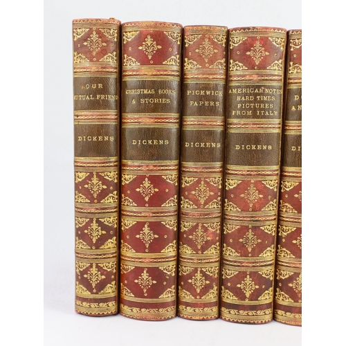 71 - ° ° Dickens, Charles - Works - The Charles Dickens edition, 14 vols (of 21) 8vo, half red morocc... 