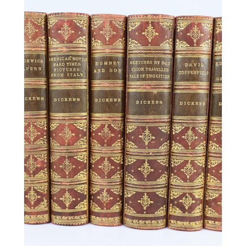 71 - ° ° Dickens, Charles - Works - The Charles Dickens edition, 14 vols (of 21) 8vo, half red morocc... 