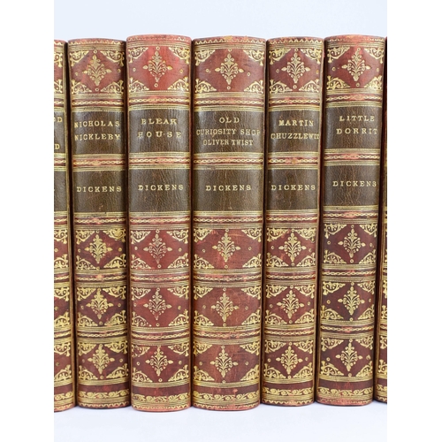 71 - ° ° Dickens, Charles - Works - The Charles Dickens edition, 14 vols (of 21) 8vo, half red morocc... 