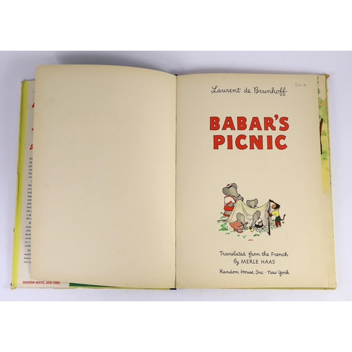 72 - ° ° Brunhoff, Laurent de -2 works -  Babars Picnic, folio, pictorial boards with d/j, translated by... 