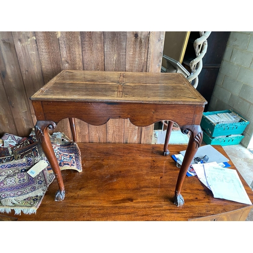 114 - An 18th century walnut silver table, width 75cm, depth 50cm, height 63cm