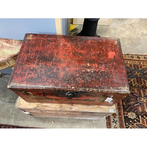 126 - A Chinese scarlet lacquer box, length 70cm, depth 43cm, height 34cm