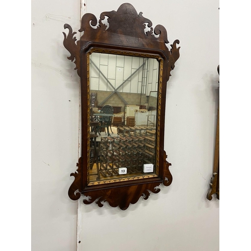 13 - Two 18th century style fret frame wall mirrors, width 44cm, height 78cm